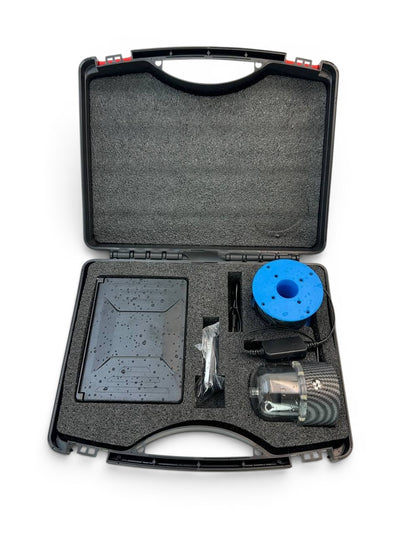On Hook portable inspection camera system in a black case with blue cable spool and camera unit. Ideal for hard-to-reach areas.